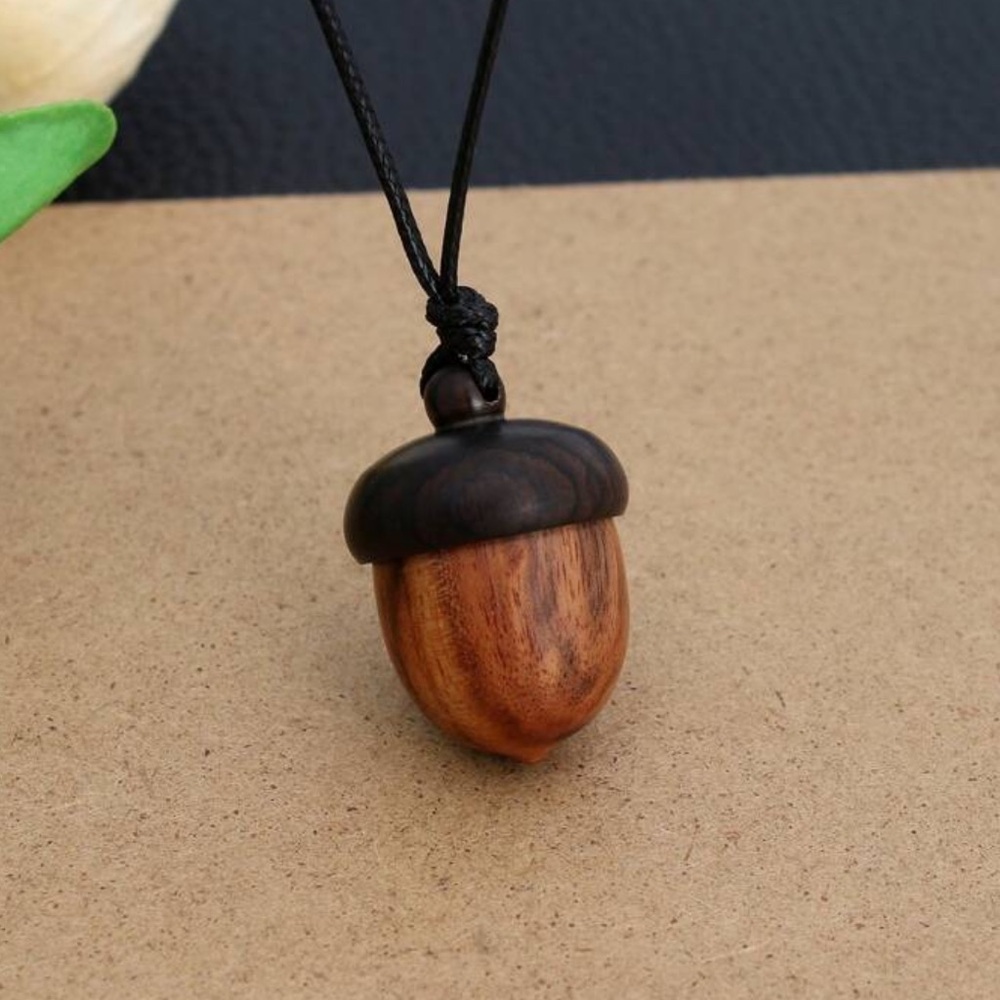 Wooden Acorn Pendant‎ Necklace